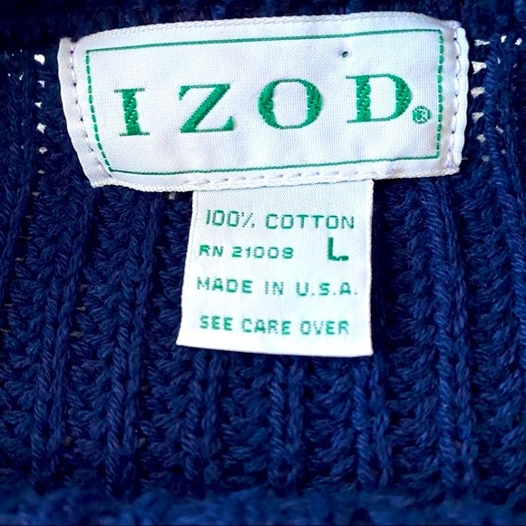 Vintage Izod blue golf theme sweater size large made in USA 100% cotton Unisex - Picture 3 of 8
